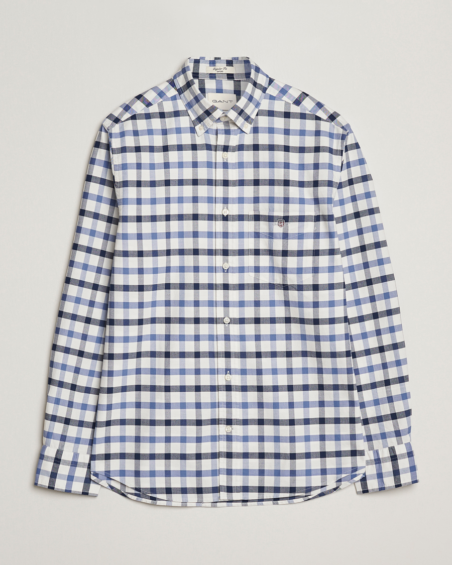 Herren | Hemden | GANT | Regular Fit Oxford Checked Shirt Greyish Blue