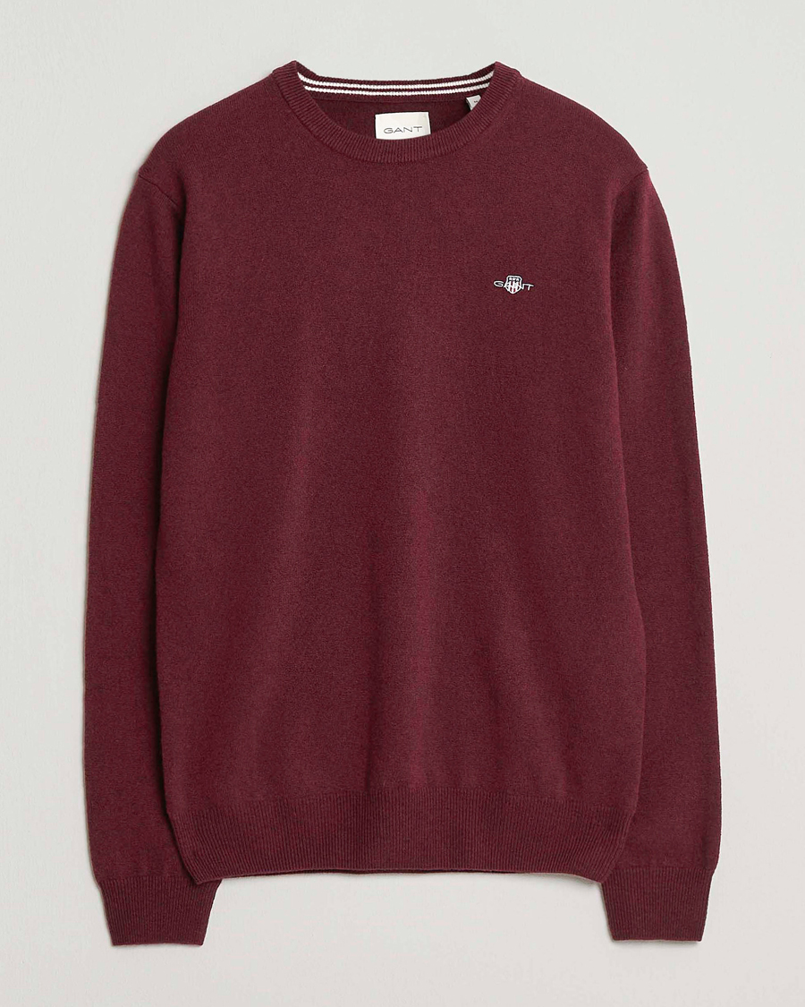Herren | Pullover | Gant | Superfine Lambswool Crew Neck Bordeaux Melange