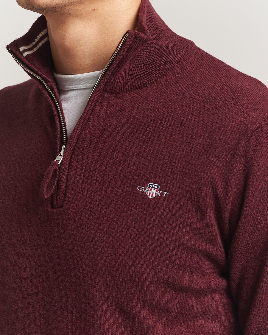 Herren | Pullover | Gant | Superfine Lambswool Half Zip Bordeaux Melange