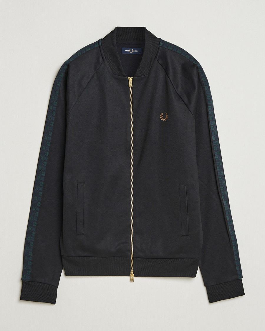 Herren | Pullover | Fred Perry | Blackwatch Tartan Taped Track Jacket Black