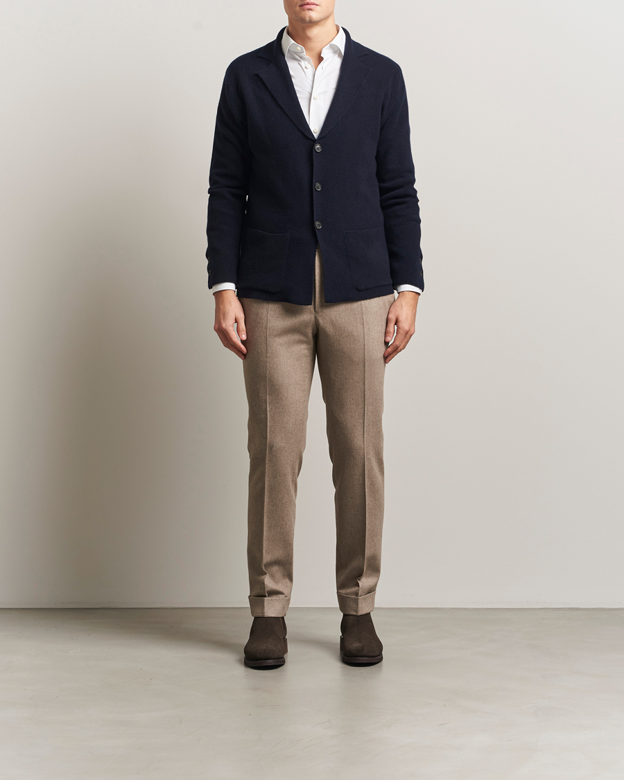 Herren | Sakkos | Oscar Jacobson | Antonio Knitted Wool Blazer Navy
