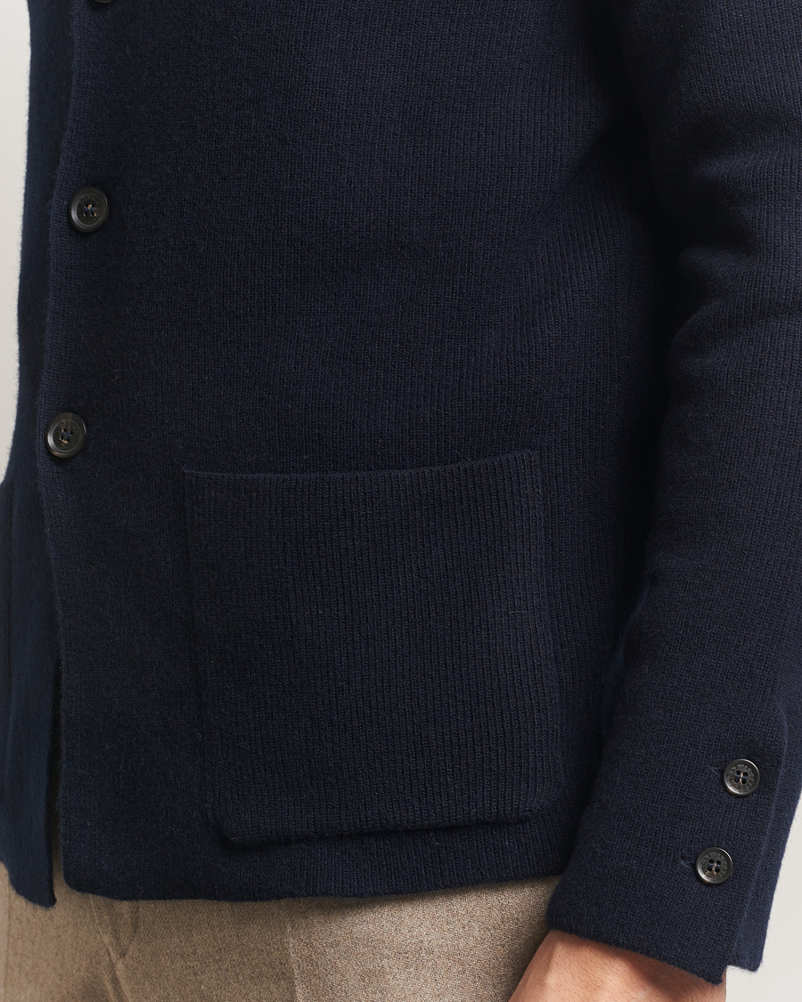 Herren | Sakkos | Oscar Jacobson | Antonio Knitted Wool Blazer Navy