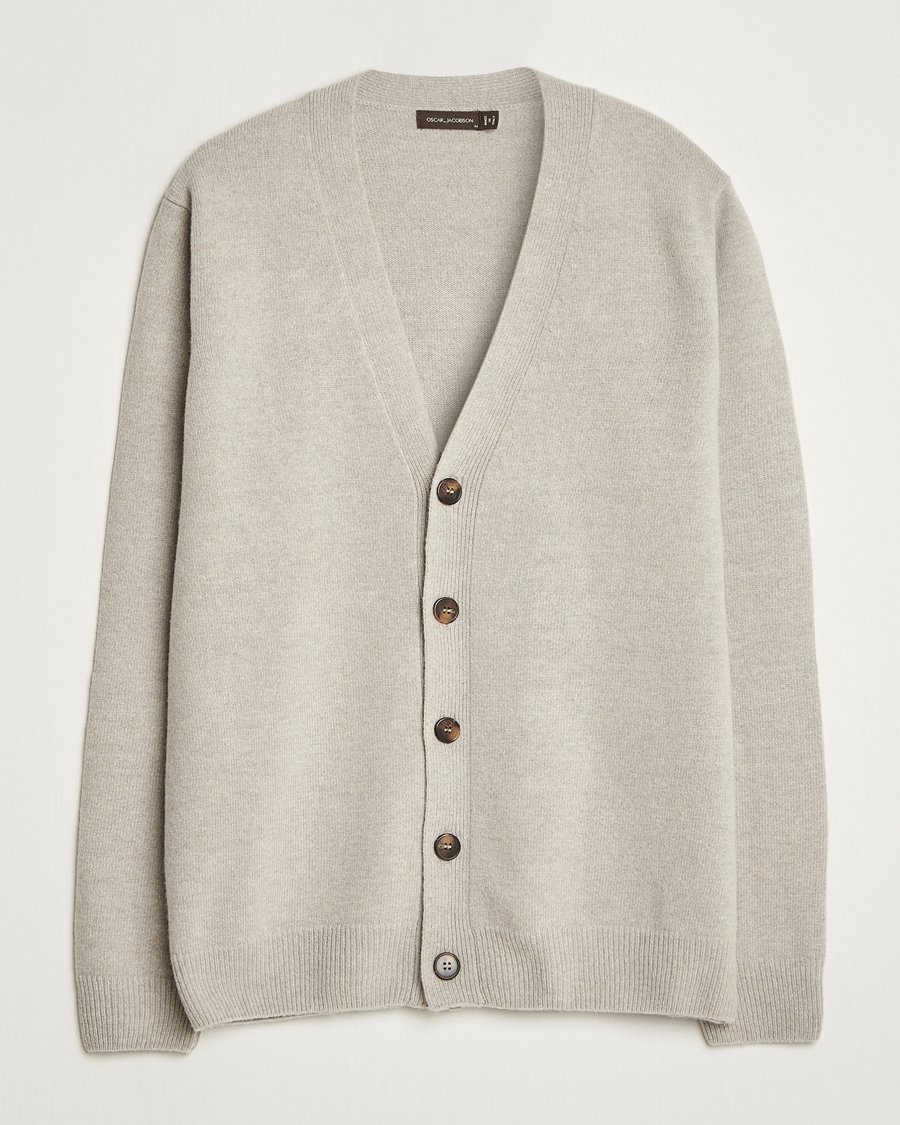 Herren | Pullover | Oscar Jacobson | Eduardo Wool Cardigan Beige