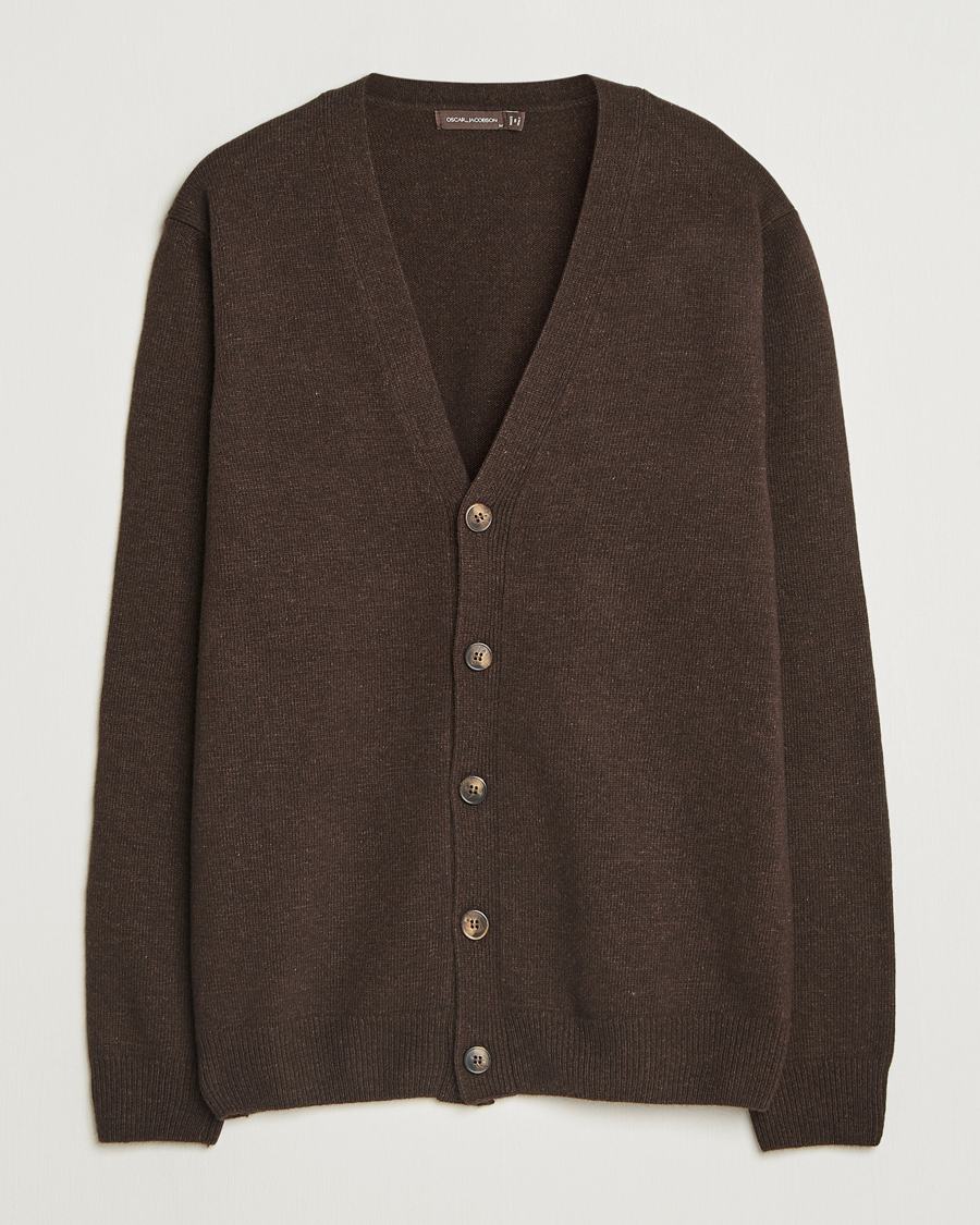Herren | Pullover | Oscar Jacobson | Eduardo Wool Cardigan Brown