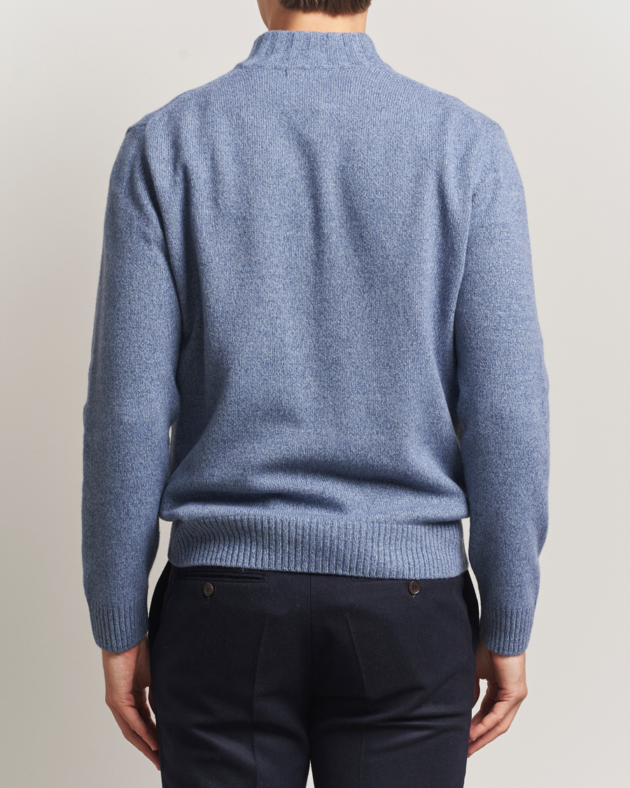 Herren | Pullover | Oscar Jacobson | Paul Wool/Cashmere Half-Zip Light Blue