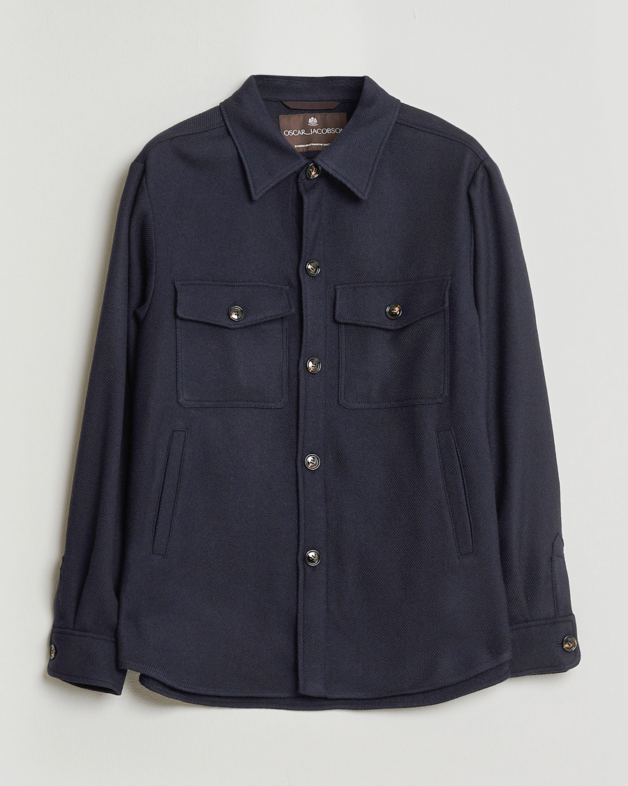 Herren | Jacken | Oscar Jacobson | Maverick Wool Overshirt Navy