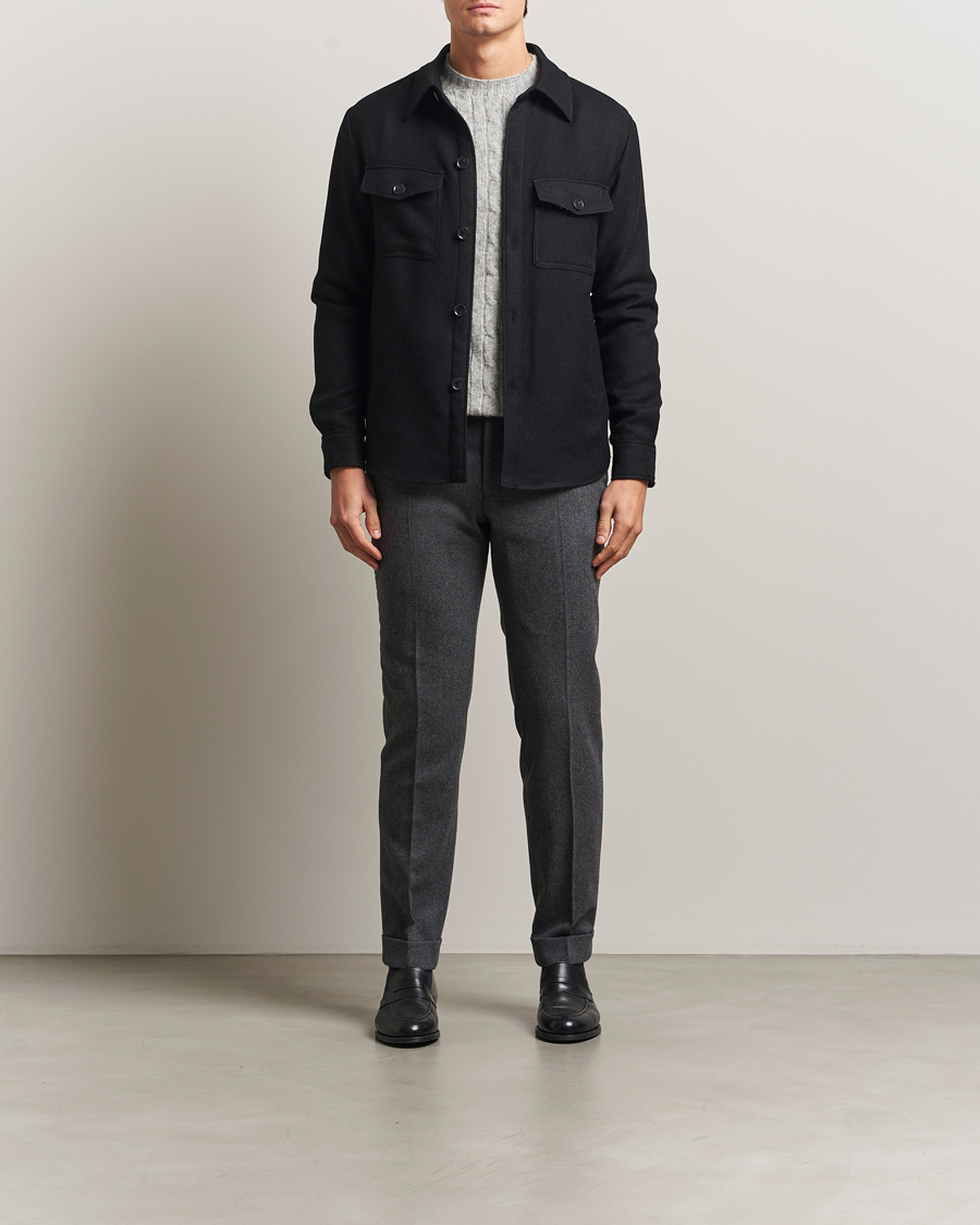 Herren | Jacken | Oscar Jacobson | Maverick Wool Overshirt Black
