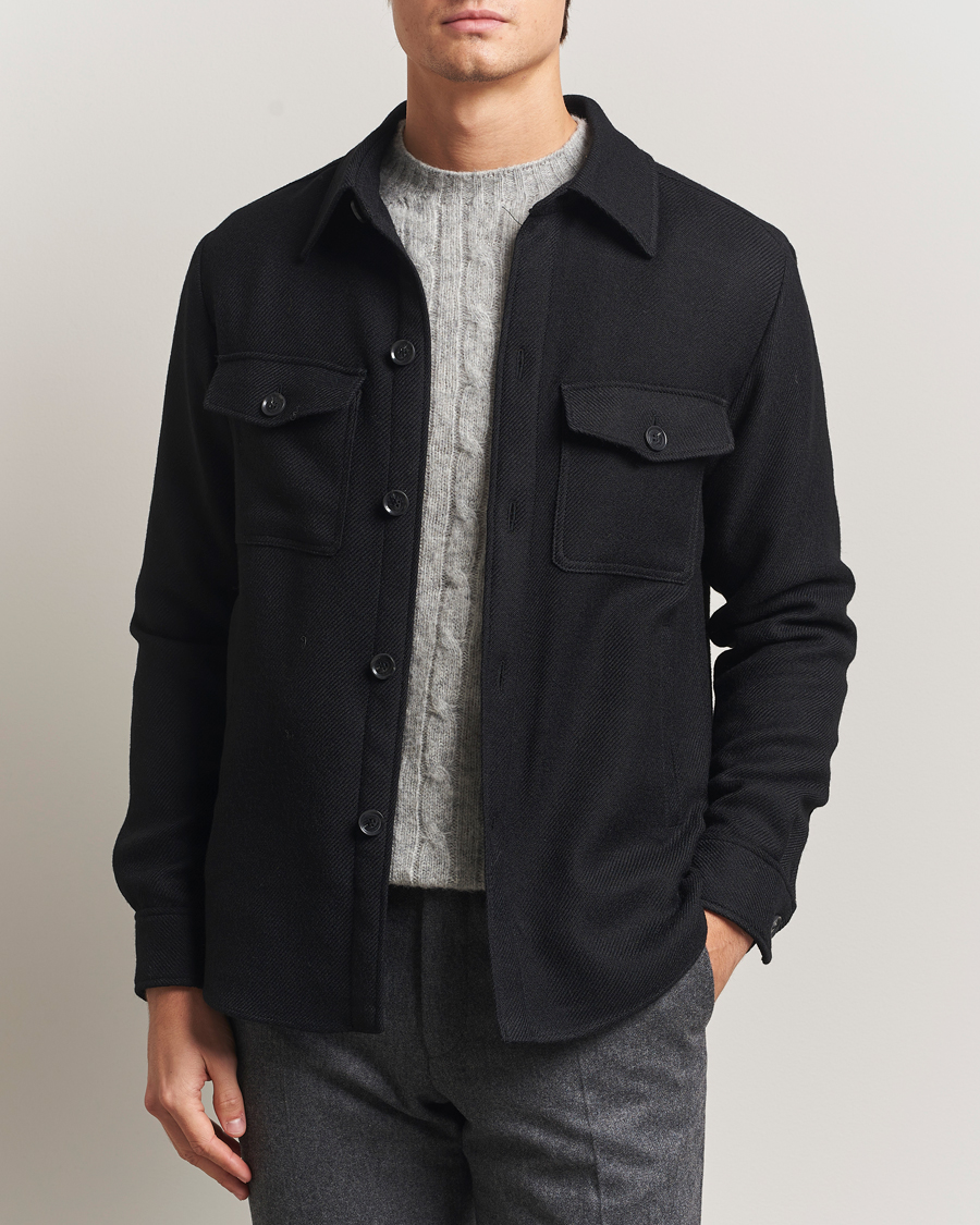 Herren | Jacken | Oscar Jacobson | Maverick Wool Overshirt Black