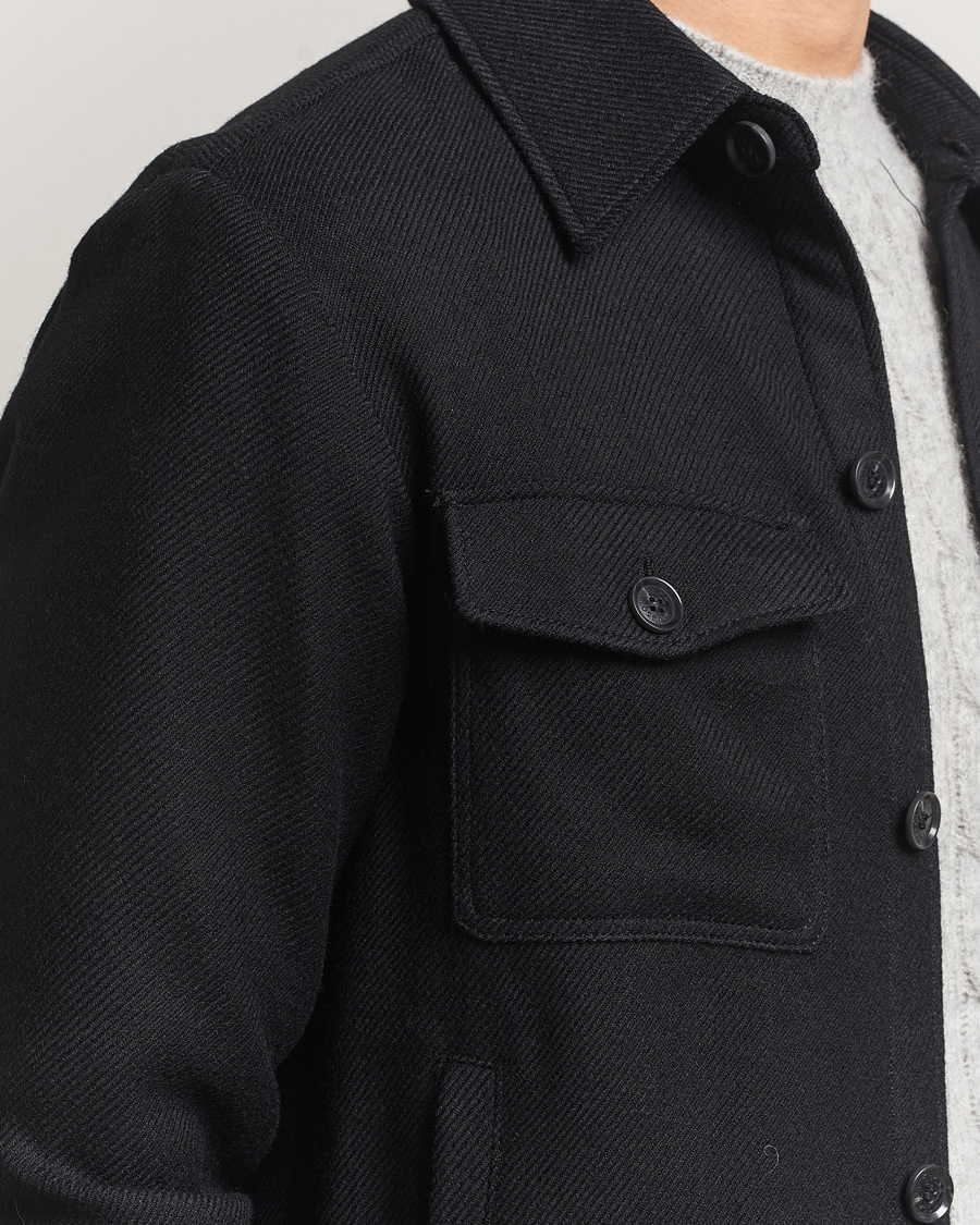 Herren | Jacken | Oscar Jacobson | Maverick Wool Overshirt Black