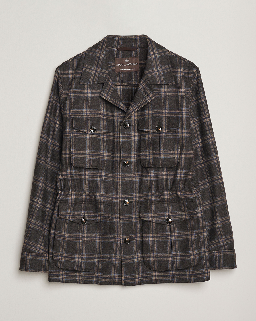 Herren | Jacken | Oscar Jacobson | Sirolo Checked Shirt Jacket Brown/Blue