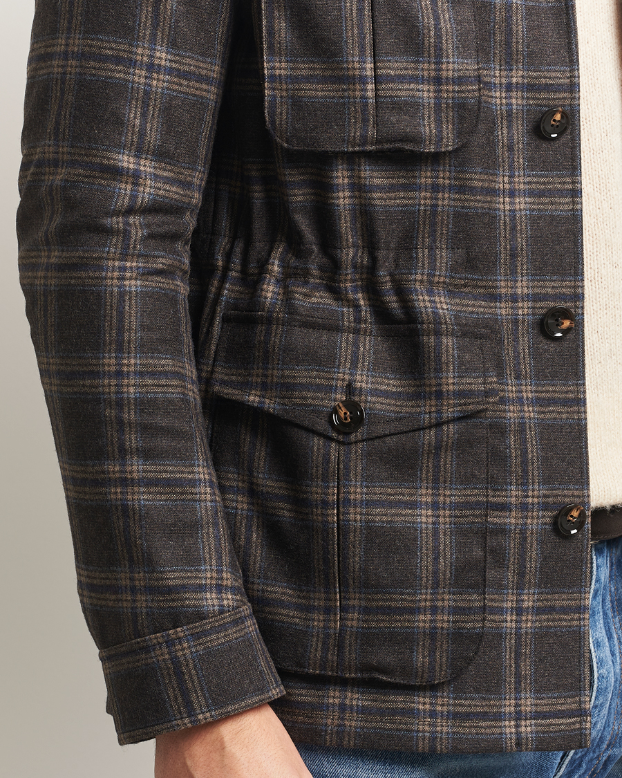 Herren | Jacken | Oscar Jacobson | Sirolo Checked Shirt Jacket Brown/Blue