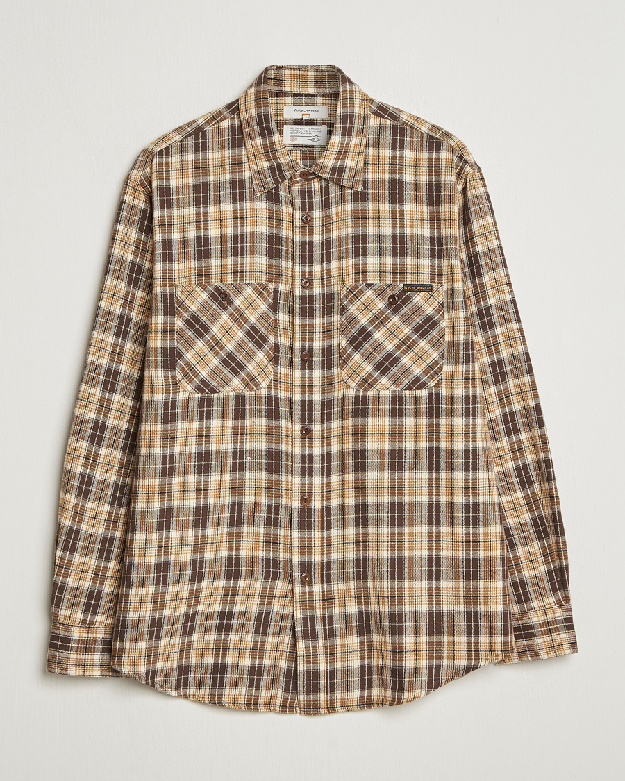 Herren | Hemden | Nudie Jeans | Julian Checked Worker Shirt Brown