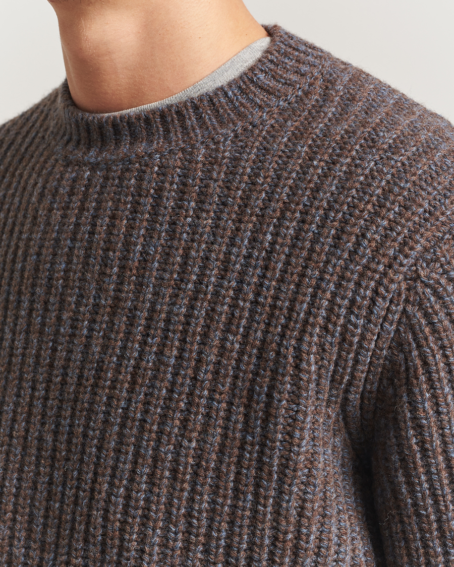 Herren | Pullover | Nudie Jeans | August Chunky Knitted Wool Sweater Brown