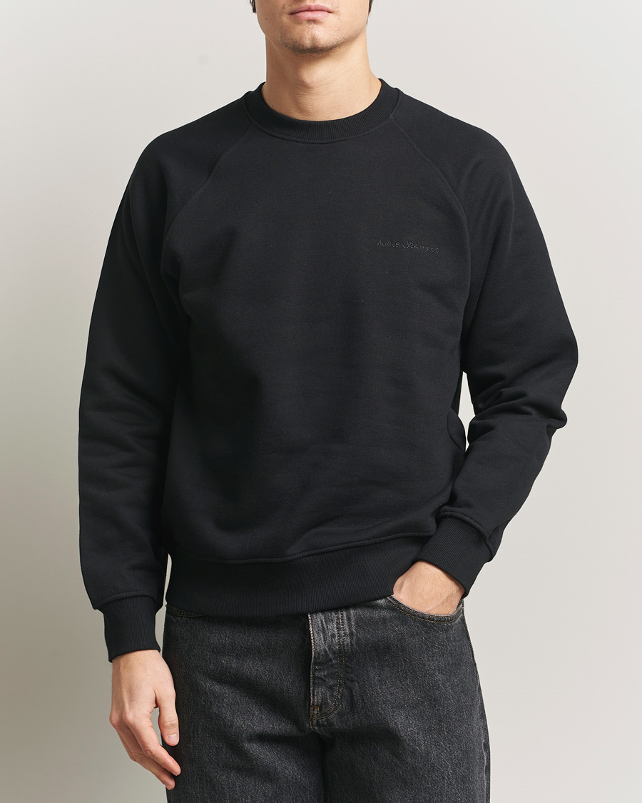 Herren | Pullover | Nudie Jeans | Palle Logo Crew Neck Sweatshirt Black