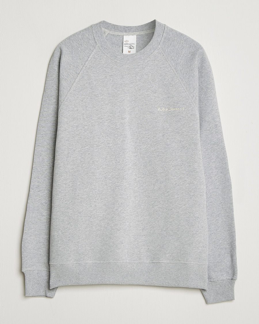 Herren | Pullover | Nudie Jeans | Palle Logo Crew Neck Sweatshirt Grey Melange