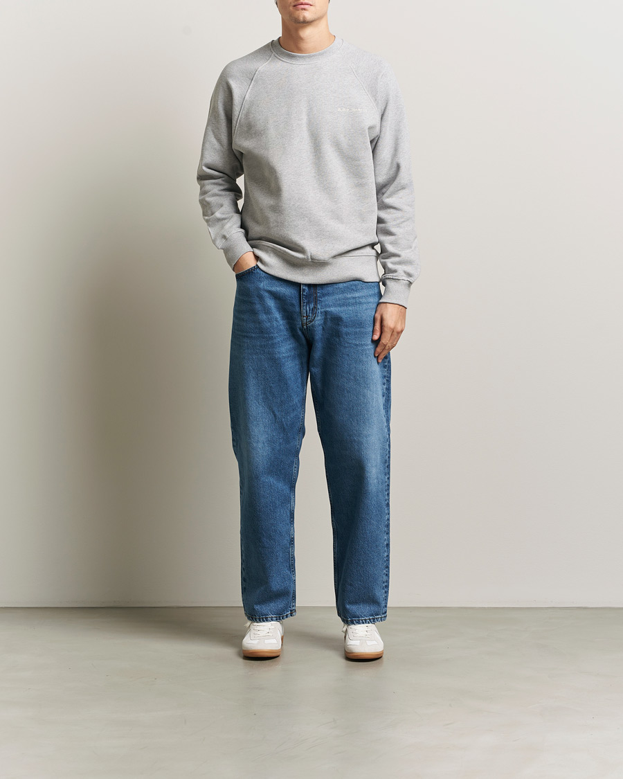 Herren | Pullover | Nudie Jeans | Palle Logo Crew Neck Sweatshirt Grey Melange