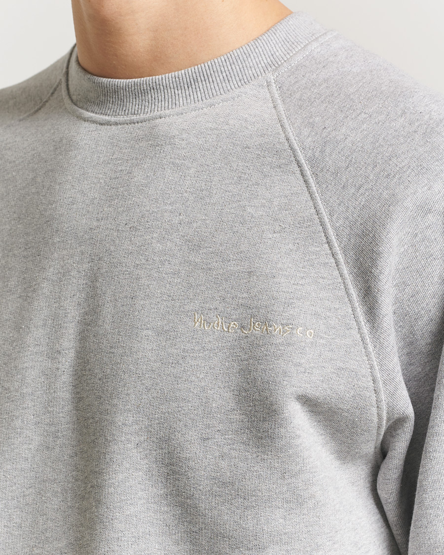 Herren | Pullover | Nudie Jeans | Palle Logo Crew Neck Sweatshirt Grey Melange