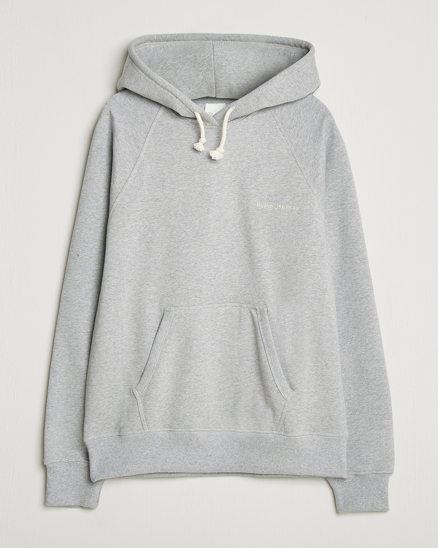 Herren | Pullover | Nudie Jeans | Gunde Logo Hoodie Grey Melange