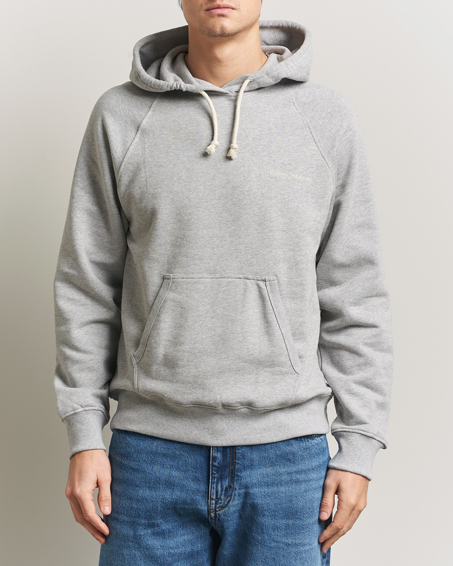 Herren | Pullover | Nudie Jeans | Gunde Logo Hoodie Grey Melange