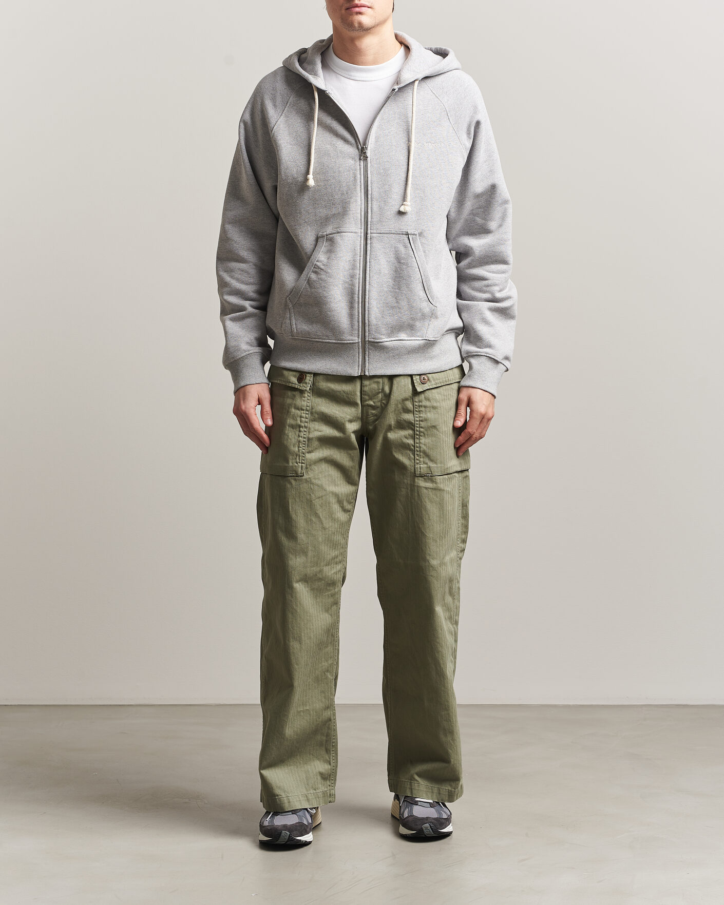 Herren | Pullover | Nudie Jeans | Gunde Logo Full Zip Hoodie Grey Melange