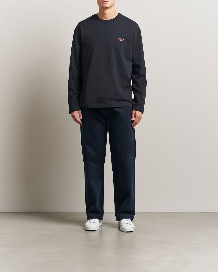 Herren | T-Shirts | J.Lindeberg | Walsh Printed Long Sleeve T-Shirt Black