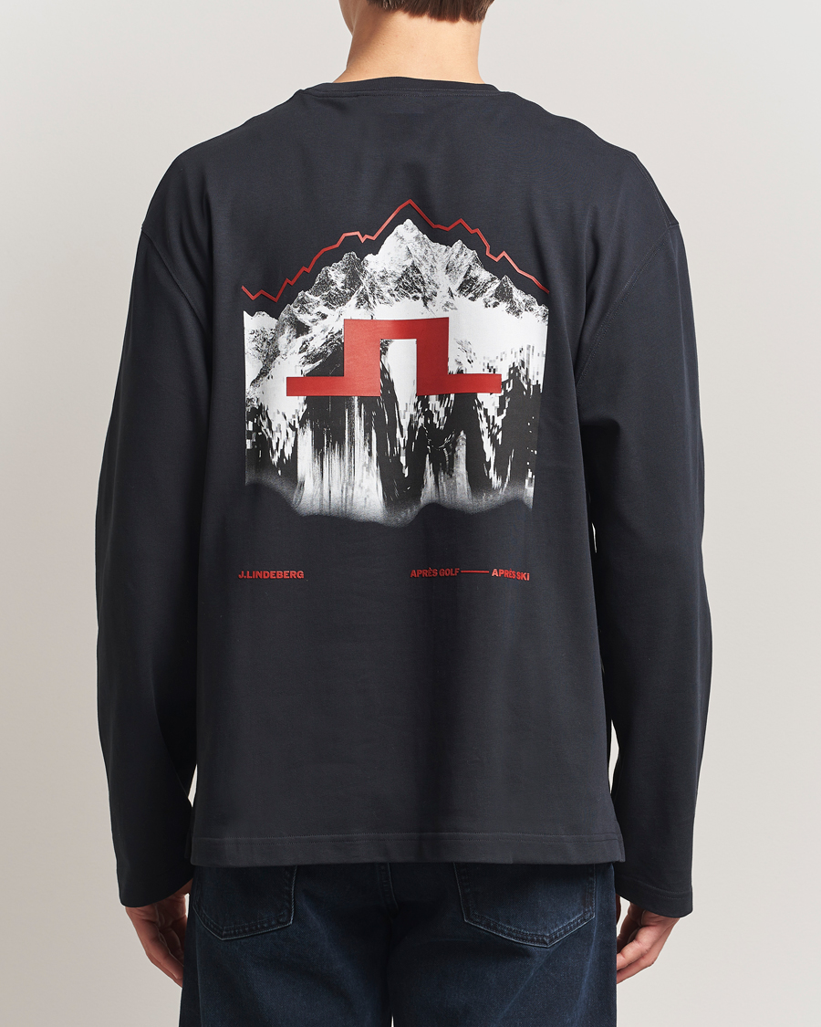 Herren | T-Shirts | J.Lindeberg | Walsh Printed Long Sleeve T-Shirt Black