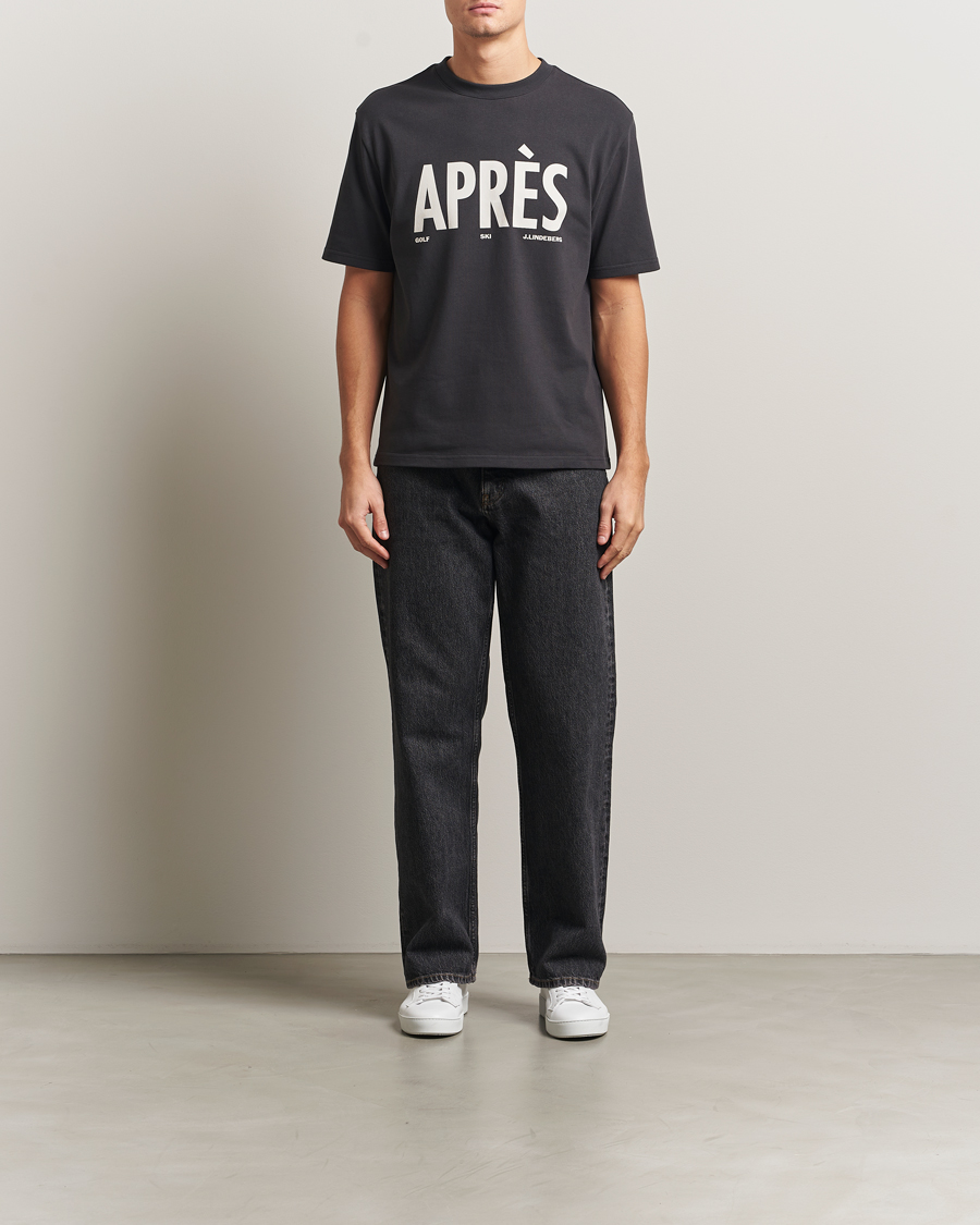 Herren | T-Shirts | J.Lindeberg | Hale Printed Crew Neck T-Shirt Black