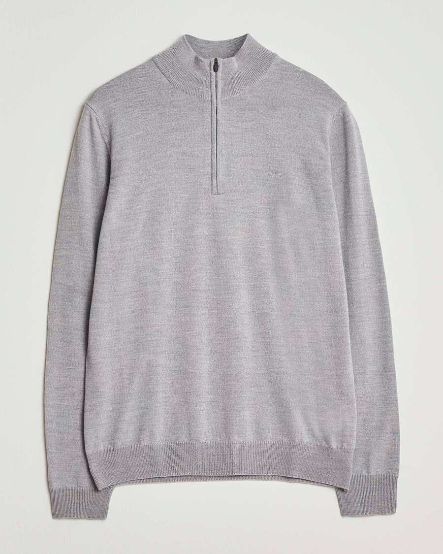 Herren | Pullover | J.Lindeberg | Kiyan Merino Half Zip Medium Grey Melange