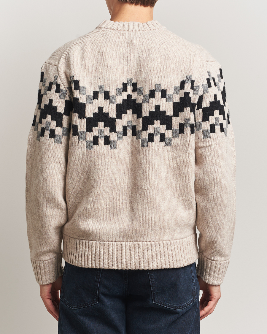 Herren | Pullover | J.Lindeberg | Faris Wool Knitted Fairisle Sweater Moonbeam