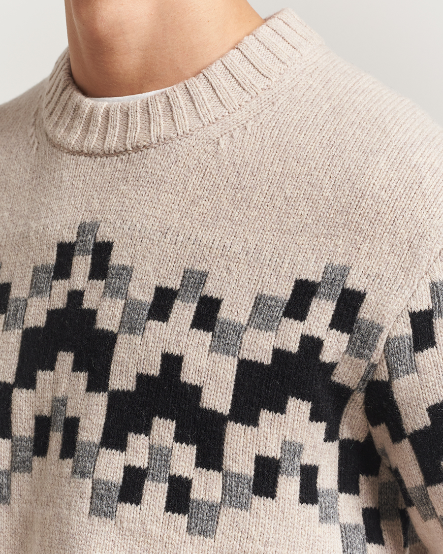 Herren | Pullover | J.Lindeberg | Faris Wool Knitted Fairisle Sweater Moonbeam