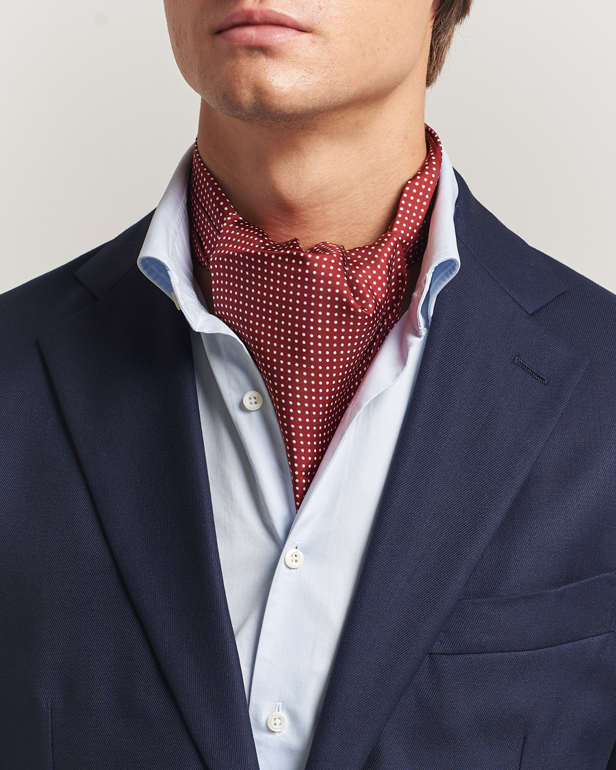 Herren | Tücher | Amanda Christensen | Silk Twill Micro Dot Ascot Wine Red