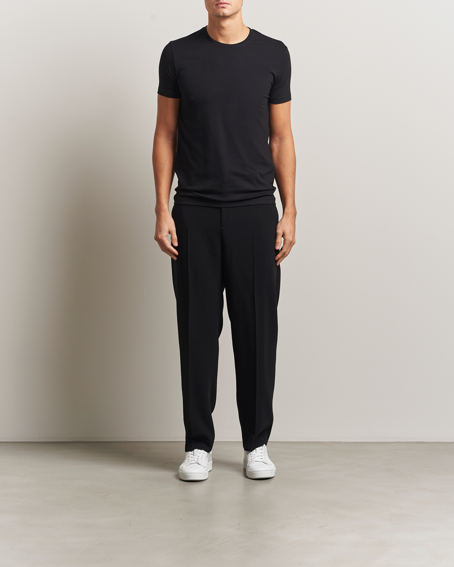 Herren | T-Shirts | Falke | 2-Pack Cotton Crew Neck T-Shirt Black