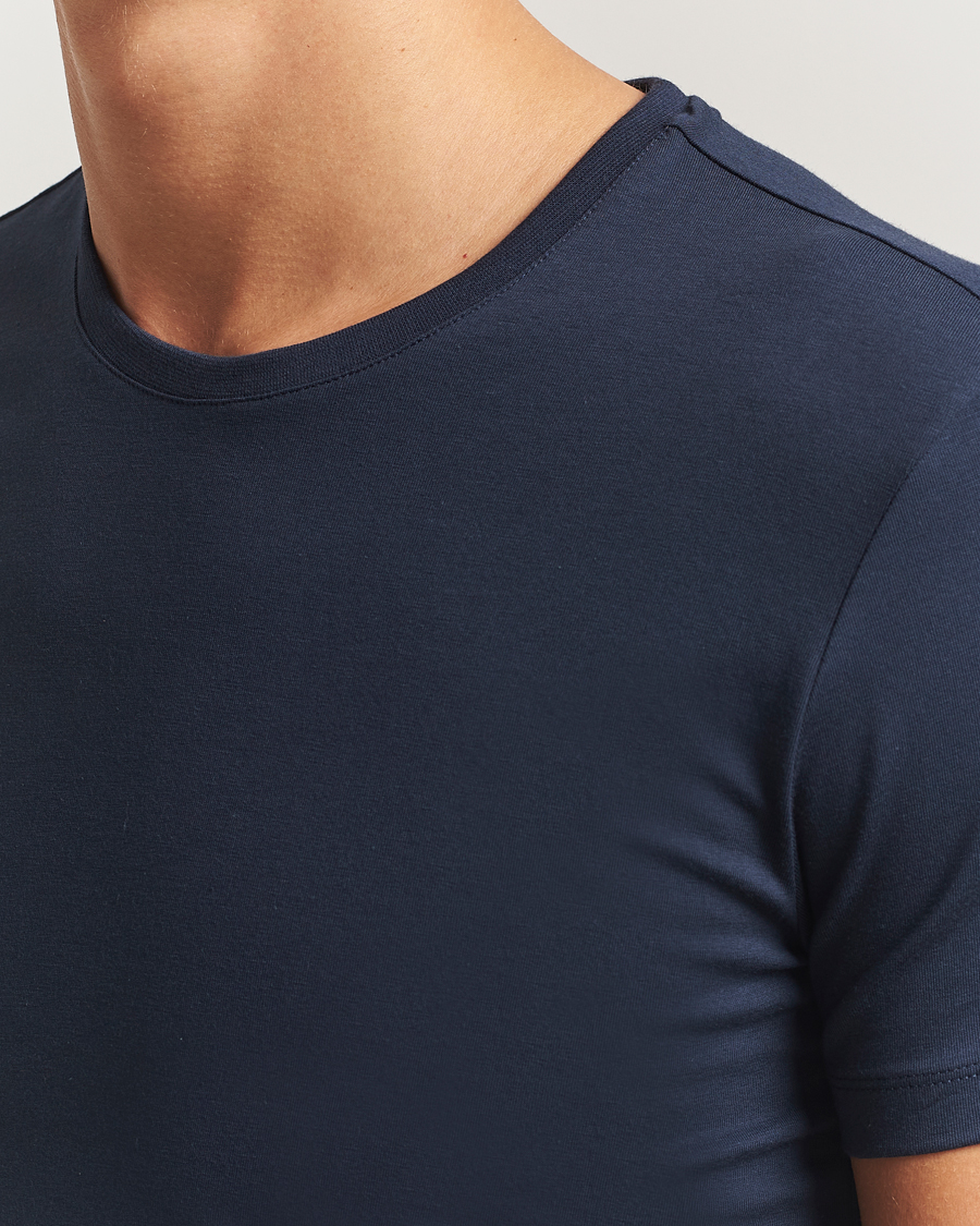 Herren | T-Shirts | Falke | 2-Pack Cotton Crew Neck T-Shirt Midnight