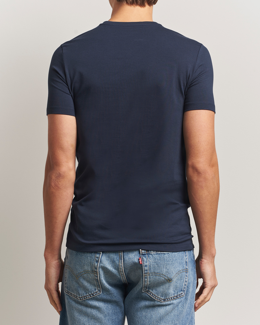 Herren | T-Shirts | Falke | 2-Pack Cotton V-Neck T-Shirt Midnight