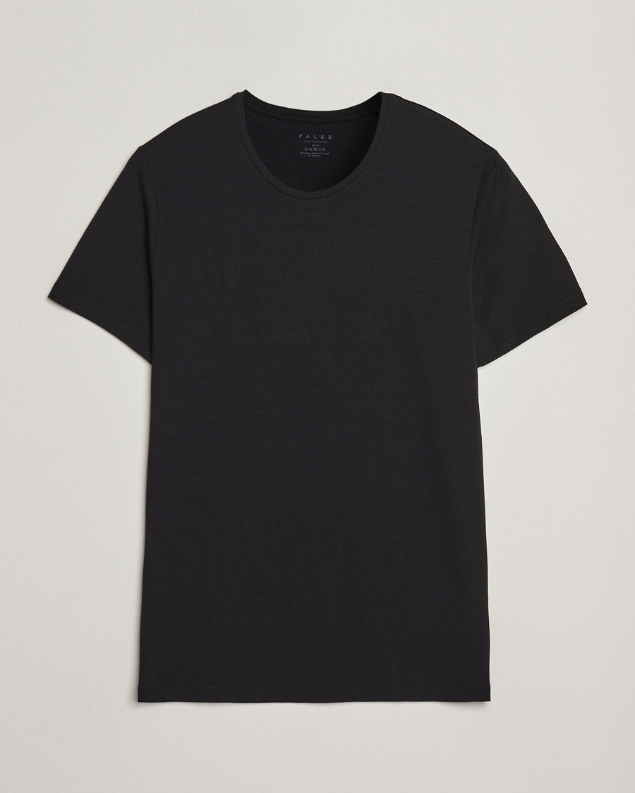 Herren | T-Shirts | Falke | Clima Wool Crew Neck T-Shirt Black