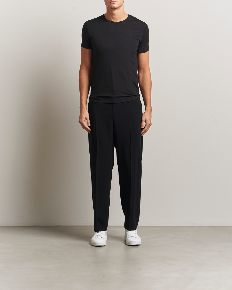 Herren | T-Shirts | Falke | Clima Wool Crew Neck T-Shirt Black