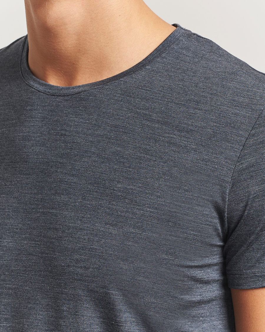 Herren | T-Shirts | Falke | Clima Wool Crew Neck T-Shirt Dark Grey Heather