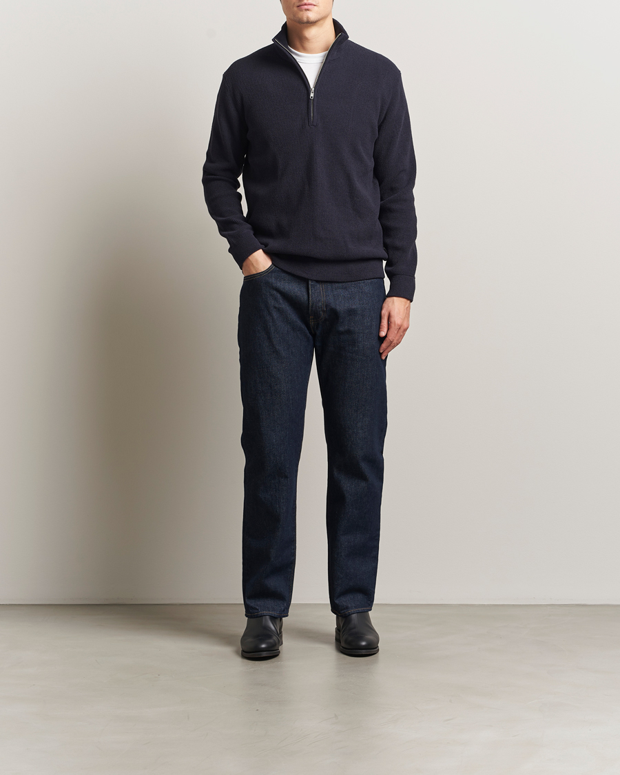 Herren | Pullover | NN07 | Danny Rib Knitted Half Zip Navy Blue