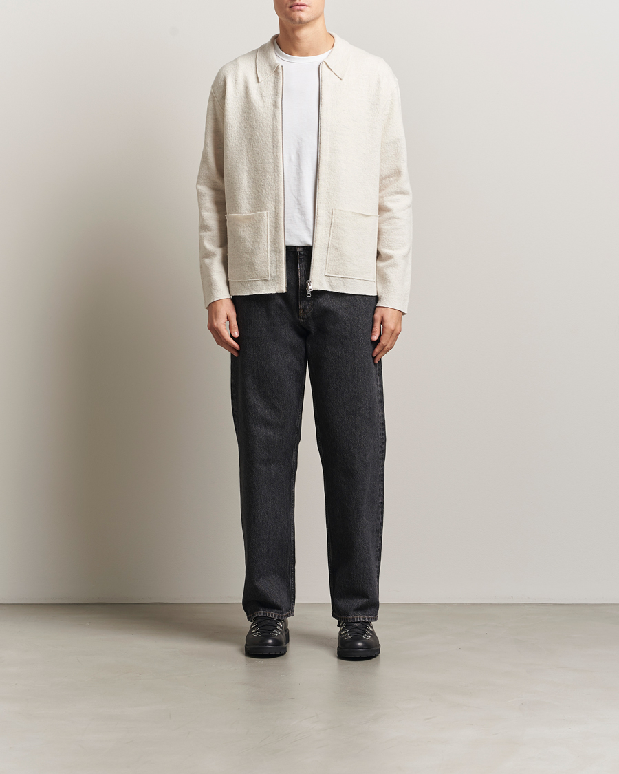 Herren | Pullover | NN07 | Jonas Boiled Wool Full Zip Ivory
