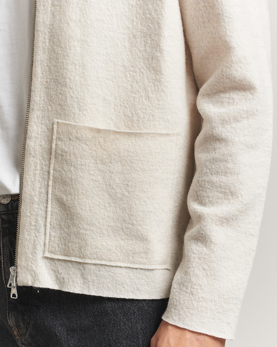 Herren | Pullover | NN07 | Jonas Boiled Wool Full Zip Ivory