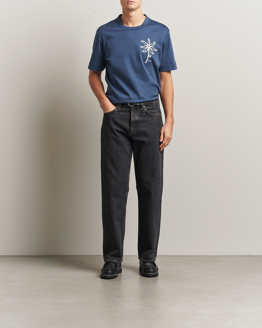 Herren | T-Shirts | NN07 | Pedro Embroidered T-Shirt Denim Blue