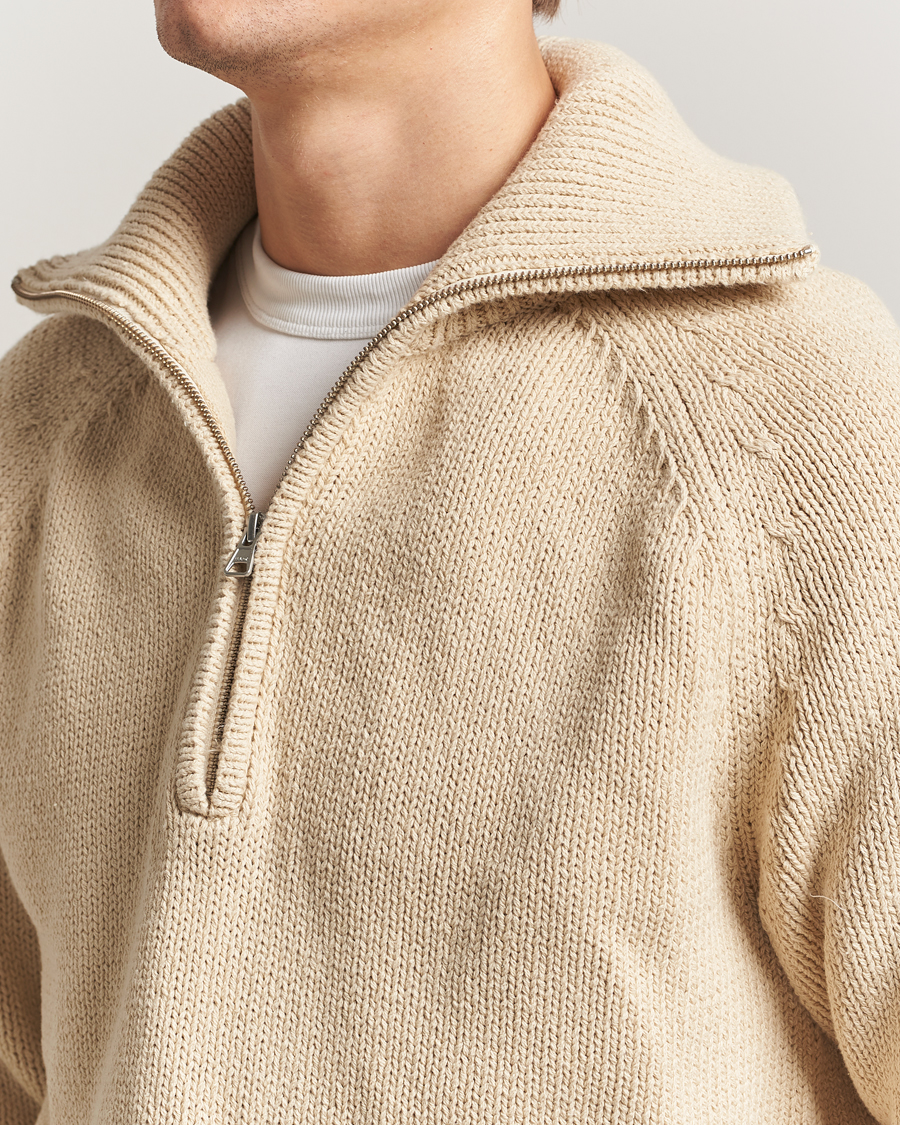 Herren | Pullover | NN07 | Tristan Heavy Knitted Half Zip Ecru