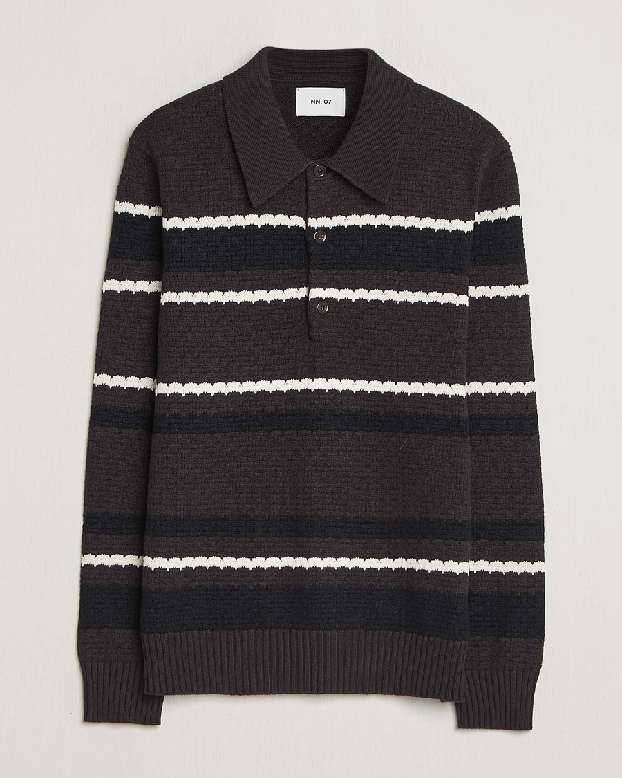 Herren | Pullover | NN07 | Alfie Striped Knitted Polo Dusky Port