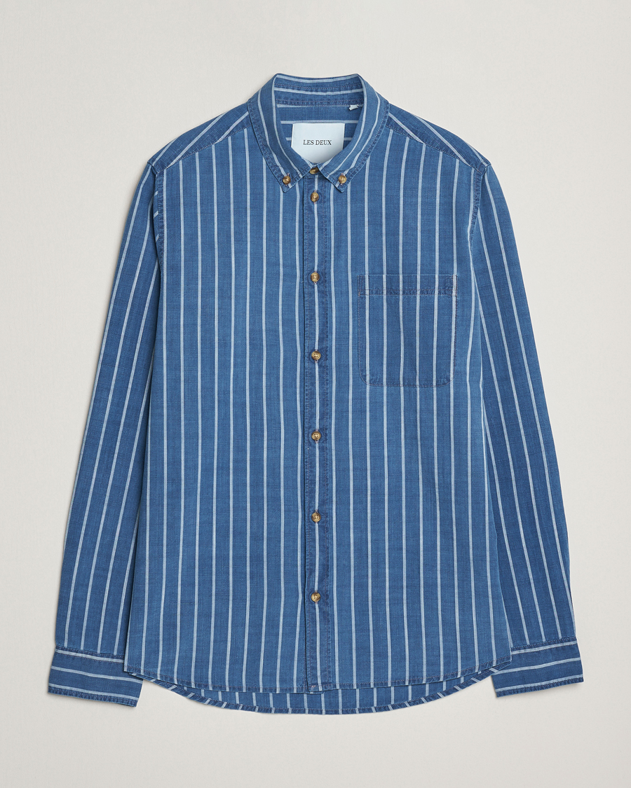 Herren | Hemden | LES DEUX | Indigo Stripe Shirt Denim Blue