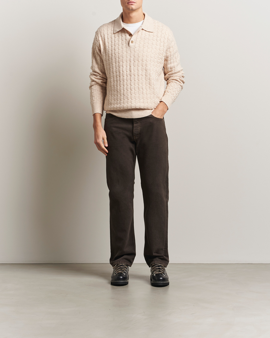 Herren | Pullover | LES DEUX | Gustav Structured Polo Knit Light Sand Melange