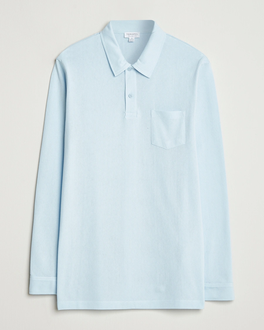 Herren | Poloshirts | Sunspel | Long Sleeve Riviera Polo Shirt Frost Blue