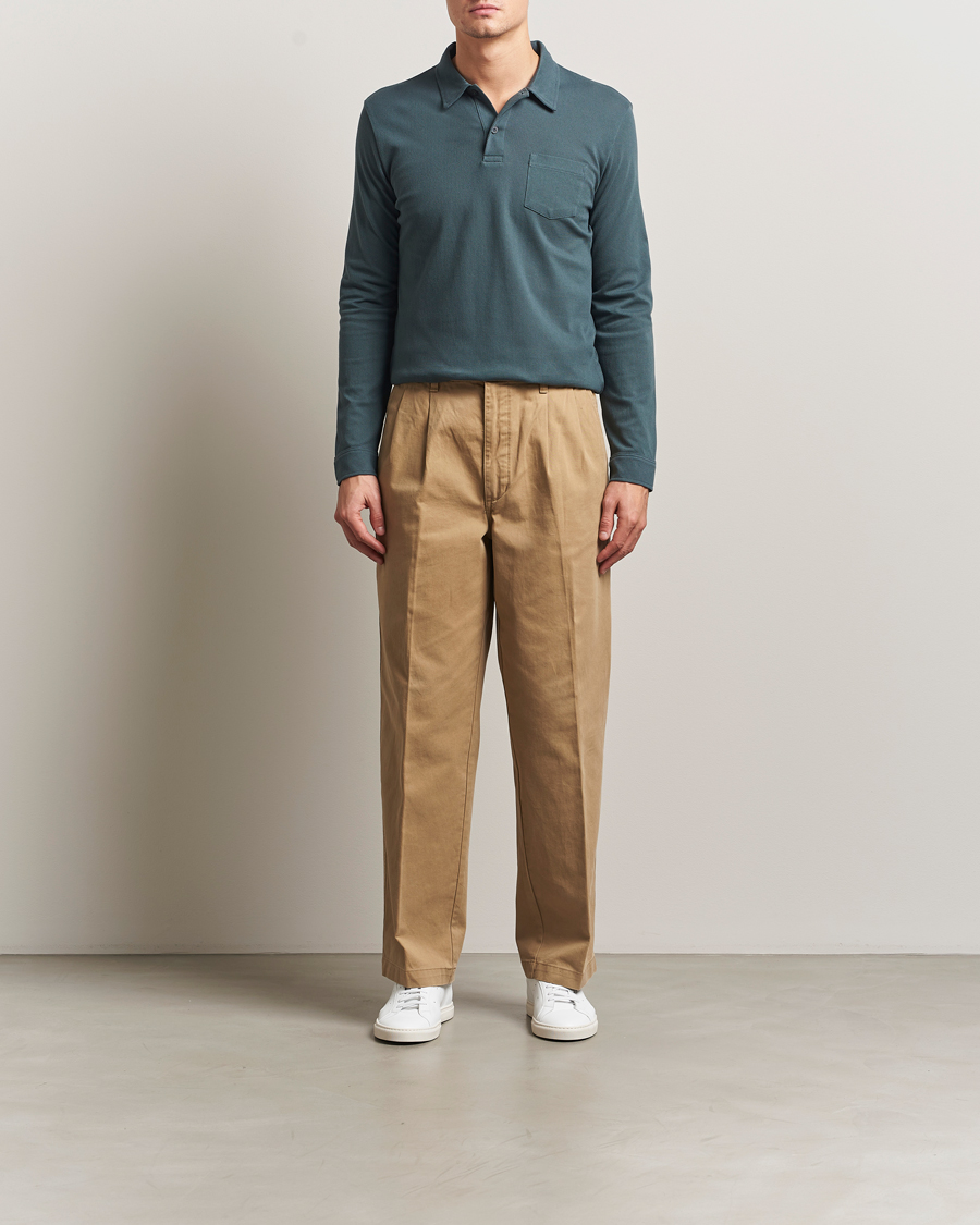 Herren | Poloshirts | Sunspel | Long Sleeve Riviera Polo Shirt Dark Petrol