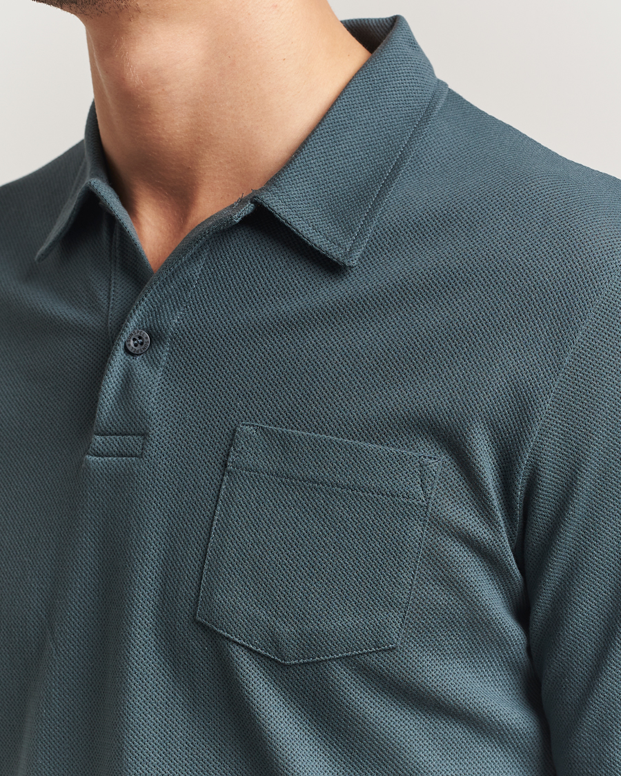 Herren | Poloshirts | Sunspel | Long Sleeve Riviera Polo Shirt Dark Petrol