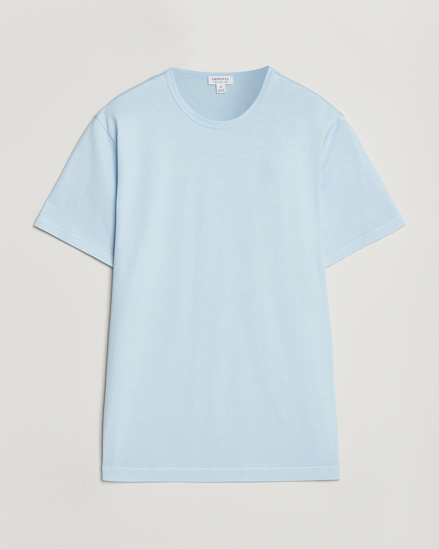 Herren | T-Shirts | Sunspel | Crew Neck Q82 Cotton T-Shirt Frost Blue