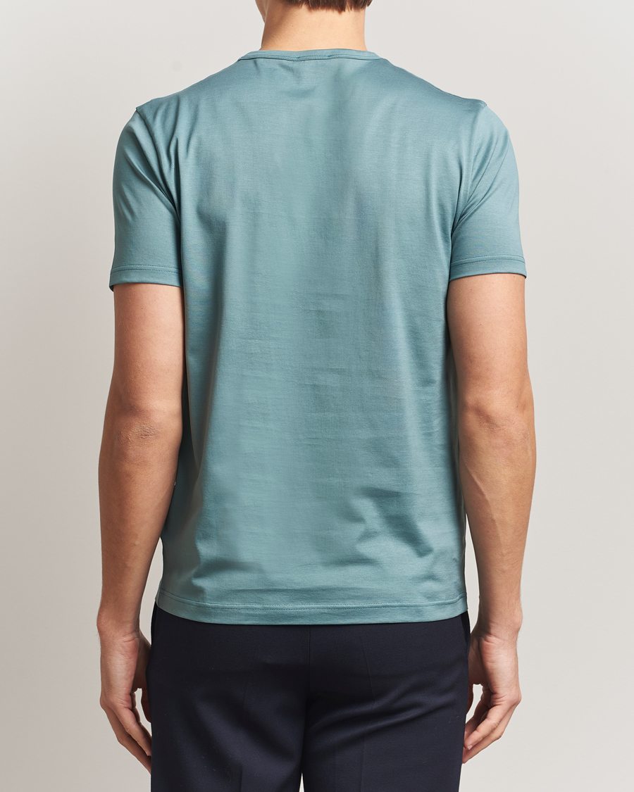 Herren | T-Shirts | Sunspel | Crew Neck Q82 Cotton T-Shirt Steel Green